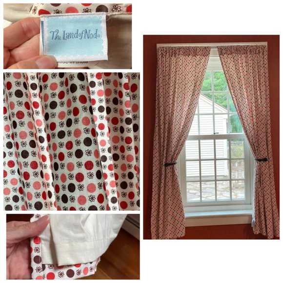 The Land of Nod Other - LAND OF NOD *4 Panels* 50"x63" Polka Dot Spotty Curtains Lined